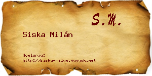 Siska Milán névjegykártya